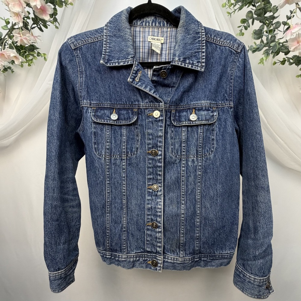Vintage Cherokee Blue Denim Jean Jacket Women's Size Medium
